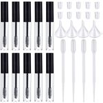 Kalolary 10Pcs 10ml Empty Mascara Tube and Wand Refillable Mascara Tube with Eyelash Wand DIY Eyelash Cream Container Eyeliner Tube Vials Bottle with Rubber Inserts and Funnels Kit