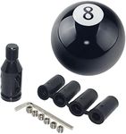 Pursuestar Black 8 Round Ball Gear Shift Knobs, Universal Automatic Manual Shifter Knob + Aluminum Adapter, Stick Shift Knob Head Cover Handle Ball with Adapter 12x1.25mm Fit Most Vehicles