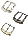 QWORK® Classic Belt Buckles Set, 3Pcs Metal Belt Buckle 38-40 mm (1.5"-1.6") Single Prong Square Replacement Belt Buckle for Men Women Belt (Silver, Bronze, Gray)