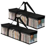 Anseom Portable DVD Storage Bag Transparent Media Case Organizer Bag with Handles Home Collection Holder with Zipper for CDs/VHS Box/Blu Ray Disc/Movie Cases/Video Games (Set of 2)