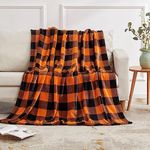 CCSYUS Halloween Blanket Throws Flannel Orange Black Plaid Throw 50" x 60" for Couch Sofa Bedroom Chair Home Decor, Lightweight Check Pattern Travel Throw Blanket for Women Men Adults