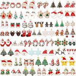 SANNIX 110Pcs 55 Styles Christmas Charms Gold Enamel Jewelry Pendants for Xmas Earring Bracelet Necklace Craft Making