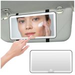 PICKONA Car Vanity Mirror with LED Lights, Car Vanity Mirror with 3 Lights Modes, Rechargeable Sun Visor Makeup Mirror, Sun Visor Mirror with Light Cosmetic Mirror with Touch on Screen for Car