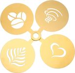 Topprosper 4Pcs Coffee Latte Mold Chocolate Molds Metal Stencils Heart Decor Metal Coffee Stencils Cookie Decorating Stencils Stainless Steel Cocktail Stencils Barista Tools Coffee Art Supply