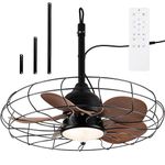 NORFOLK Outdoor Ceiling Fans with Light, 24'' Wet Rated Gazebo Fan and Remote, 2024 Updated IP65 Plug In Cord for Pergola, Patios and Canopy, 3 Color Led Lighting