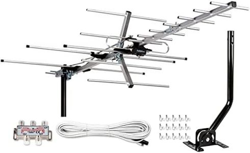 [Newest 2020] Five Star Yagi Satellite HD TV Antenna up to 200 Mile Range, Attic or Roof Mount TV Antenna, Long Range Digital OTA Antenna for 4K 1080P Supports 4 TVs Installation Kit & Mounting Pole