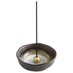 Asayu Japanese Small Mini Incense Holder for Sticks 8.3cm (3.3 inches), Made in Japan Ceramic Ash Catcher & Brass Incense Burner Set for Relaxation, Home Decor - Zen