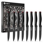 ASETY Steak Knives Set of 8, Serrated Steak Knives,Dishwasher Safe,High-Carbon Stainless Steel Steak Knife Sets with Elegant Box,Black