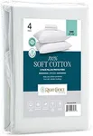 Right Choice Bedding Cotton Pillow Protectors with Zipper, (Set of 4)