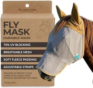Fly Masks for Horses. Stops Sunburn, 70% Uv-Block. Breathable Fly Mask for Equines, Durable, Comfortable Fit for All-Day Protection. Horse Size, Fly Mask with Ears and Nose