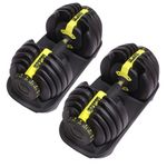 De Jure Fitness Adjustable Dumbbells Set, Easy Weight Adjustment (2.5Kg-24Kg), Home Workout, Gym Exercise Set For Men & Women (24Kg (Set of 2))