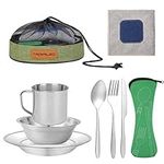 Camping Cutlery Set, 8 Piece Stainl