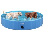 Pecute Paddling Pool for Dogs - 180cm, Sturdy Foldable Dog Swimming Pool Bathtub, Large Small Dogs Anti Slip Outdoor Swimming Pool for Garden Patio Bathroom(XXL 180 x 30cm)