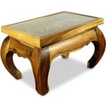 livasia Asian Opium Table, Coffee Table with Elephant Carvings, 58cm x 38cm, Coffee Table, Handmade in Thailand (Natural Colour)