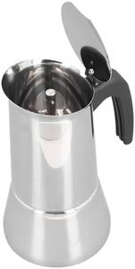 Haofy Stainless Steel Maker, Stainless Steel Moka Pot Electric Induction Stovetop Italian Coffee Maker, Silver (2 Cup)