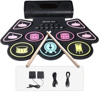 Coolmusic Electronic Drum Kit with 9 Pads, Portable Roll-Up Drum Pad, E-Drum Kit, Built-in Dual Stereo Speaker, Wireless Bluetooth E-Drum for Kids, Beginners