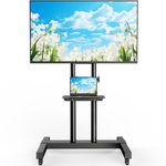 Rfiver Universal Mobile TV Stand Rolling TV Cart with Tilt Mount and Locking Wheels for Most 37-80 inch LCD LED OLED Plasma Flat Panel/Curved Screen TVs up to 110 Lbs, Heavy Duty Black Display Trolley