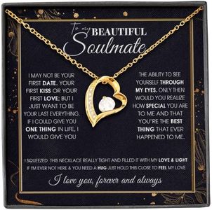 To My Wife Necklace, to My Future Wife Necklace, to My Soulmate Necklace For Girlfriend Forever Love Necklace (18k Yellow Gold Finish)