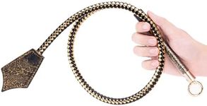 PU Leather Horse Whip with Black & Gold Design - 96.5cm/38 Inch for Equestrian Training & Riding