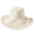 HZEYN Bucket Hats for Women Wide Brim Summer Travel Packable Cotton Bucket Beach Sun Hat UPF 50+, Beige, One Size