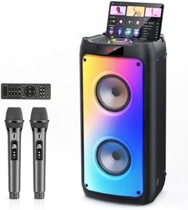 JYX Karaoke Machine with 2 Wireless Microphones, Portable Bluetooth Speaker for Adults, Big Party PA System with Disco Lights for Gatherings, Gifts for Family