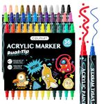 Acrylic Paint Pens Paint Markers-36Colors Dual Tip Paint Pens For Rock Painting Wood Canvas Plastic Metal And Stone, Acrylic Dot Markers Pen For DIY Crafts Making Art Supplies Colouring