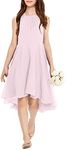 Galawaqe Fancy Kids Girls Junior Bridesmaid Dresses Girl Sleeveless Backless Crossed Straps Dress Wedding Prom Party Gowns, Pink, 13-14 Years