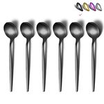 Matt Black Teaspoons 6 Piece, 6.6'' Spoons Silverware, Stainless Steel Small Spoons, Tea Spoons for Home, Kitchen or Restaurant, Dishwasher Safe (Matte Black-6.6 Inches)