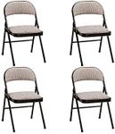 MECO Deluxe Fabric Padded Folding Chair Set, Cinnabar Frame with Motif Fabric Seat and Back, Ideal for Indoor and Outdoor Events, Set of 4, Cinnabar