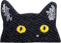 CLOVER INTER Black Cat Face Patches Iron on Embroidered Badge Saw On Patch for Jeans, Clothing, Bags, Jackets, Caps