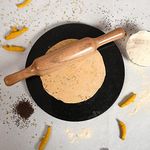 JAIPUR ACE Indian White Marble Roti Maker 10 Inch – Marble Chakla with Wooden Belan, Heavy Rolling Pin Board for Roti, Chapati & Paratha (White/South Black)