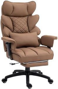 Dowinx Big and Tall Office Chair with Pocket Spring Cushion,High Back Computer Gaming Chairs with Adjustable Armrests,Executive Desk Chairs with Lumbar Support and Footrest,PU Leather-Brown