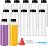 zmybcpack 12 Pack 500 Ml PP Heat-Resistant Plastic Juice Bottles With Caps-Plastic Smoothie Bottles-Reusable Bulk Beverage Containers with Lids For Juice, Beverage(Dishwasher Safe)