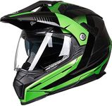 ILM Off Road Motorcycle Dual Sport Helmet Full Face Sun Visor Dirt Bike ATV Motocross Casco DOT Certified Model 606V(Green, M)