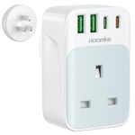 UK to Australia Plug Adapter, Australian China Travel Adapter PD 35W USB C Fast Charge with 1 UK Socket and 4 USB Ports, AU Adaptor Plug from UK for Australia New Zealand China Fiji Argentina(Type I)