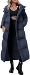 PRETTYGARDEN Women's Winter Long Puffer Coats Hooded Zip Up Casual Thickened Down Jackets Trendy Warm Clothes Outerwear (Dark Blue,Small)