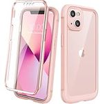 Diaclara Compatible with iPhone 13 Case, 360° Full Body with Built-in Screen Protector Touch Sensitive Shockproof Bumper Case Cover Clear-Back Designed Compatible for iPhone 13 6.1"- Crystal Pink