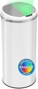iTouchless Halo Automatic Touchless Sensor Trash Can – 13 Gallon / 49 Liter – Pearl White – Round, MT13RW