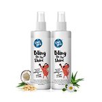 Captain Zack Dog Spray Shampoo for All Breeds | Bling On The Shine Nourishing Dry Waterless 250ml | Pack of 2 | Remove Dirt, Grime & Oil | Made with Natural Actives | Fresh Natural Fragrance