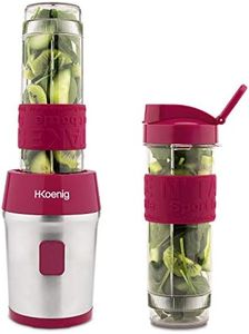 H.Koenig Mini Frullatore per SMOOTHIE Compatto 570mL SMOO10 Senza BPA Potente 300W, Frullatore per smoothie e frullati 2 Bottiglie Portatili con coperchio, 4 Lame in acciaio Inox, fucsia