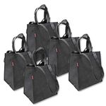 PLANET E Reusable Grocery Shopping Compact Sturdy Tote Bags – Heavy Duty Made of Recycled Plastic with Reinforced Bottoms (Pack of 5)