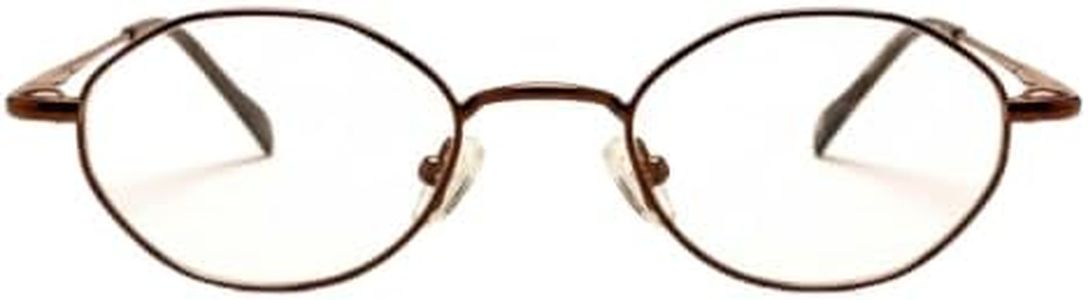Hit Notion Modified Oval Prescription Eyeglass Frames for Men Women - Metal Full Rim - Cocoa - 43-20-135 - Lightweight Comfortable Fit
