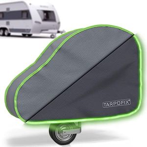 Tarpofix® Housse de Timon avec Bord réfléchissant - Bâche pour remorque de Caravane & Camping-Car Universelle avec Double Fermeture à clic - Couverture d'attelage pour remorque