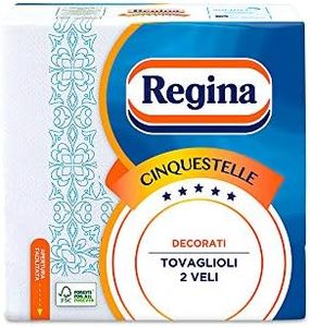 Regina Cinquestelle - 43 Tovaglioli a 2 Veli, Versatili ed Eleganti, Raffinate Decorazioni, 100% Pura Cellulosa Certificata FSC®