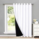 NICETOWN 100-in Wide Blackout Curtain - Total Light Blocking Double Layers Window Draperies with Black Liner (100W x 84L, Pure White, 1 Piece)