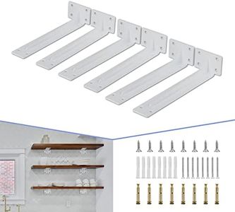 CLT Shelf Bracket( White) , 8” Quarter Inch (1/5") Thick- Max Load: 220 lb Rustic Industrial Modern Farmhouse Heavy Duty Corner Brace Joint Right Angle Bracket for DIY Table Bench, Pack of 6