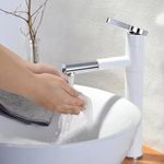 InArt Stylish Bathroom Faucet, Single Lever, Waterfall, 12 Inches, Antique, Hot and Cold Water Mixer (White)