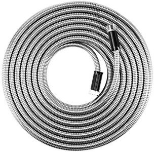 Beaulife Metal Garden Hose 25 ft Flexible No Kink Lightweight RV Drinking Water Hose Extension Leader Hose Heavy Duty Outdoor