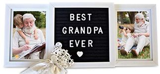 Oak Letters Personalized Picture Frame (White) with Genuine Felt Letter Board: Customizable Two Picture Frame for Grandpa, Grandma, Mom, Dad, Family, Grandkids, Pets, Dog, or Best Friends