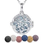 EUDORA Essential Oil Necklaces for Women Tree of Life Diffuser Necklace for Essential Oils Lava Stone Ball Jewelry Aromatherapy Diffuser Pendant Locket Necklace for Girl Gift for Women 24", 7PCS